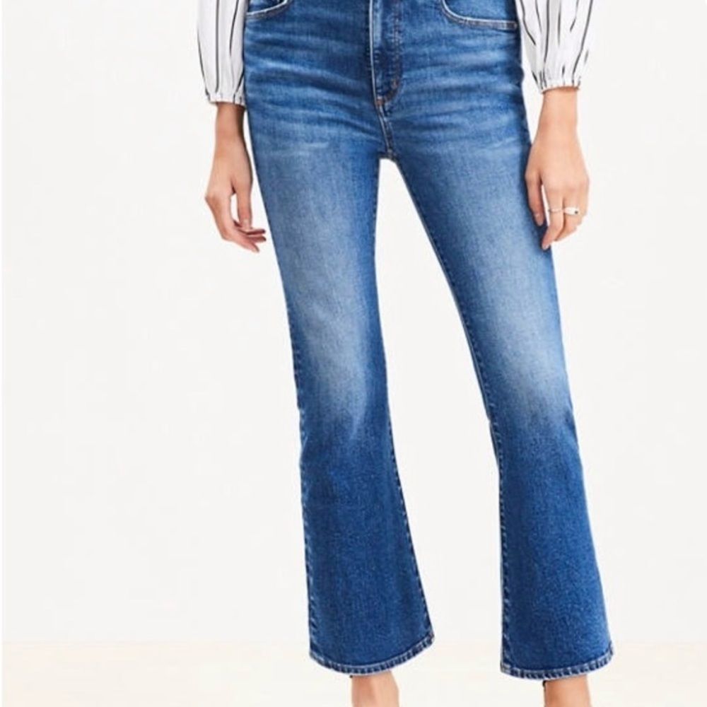 LOFT Curvy High Waist Kick Ankle Denim Jeans 14